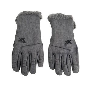 Zero Exposure Warm Faux Fur Trim Gloves Touchscreen Compatible Gray S/M 174